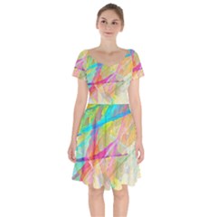 Abstract-14 Short Sleeve Bardot Dress by nateshop