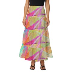 Abstract-14 Tiered Ruffle Maxi Skirt by nateshop