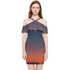 Sky Gradient Shoulder Frill Bodycon Summer Dress by artworkshop
