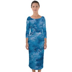 Blue Water Speech Therapy Quarter Sleeve Midi Bodycon Dress by artworkshop