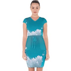 Clouds Hd Wallpaper Capsleeve Drawstring Dress  by artworkshop