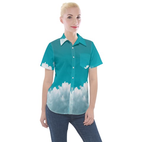 Clouds Hd Wallpaper Women s Short Sleeve Pocket Shirt by artworkshop