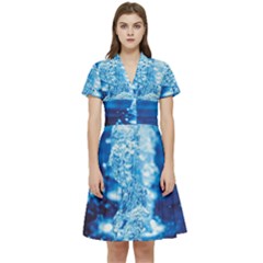 Water Blue Wallpaper Short Sleeve Waist Detail Dress by artworkshop