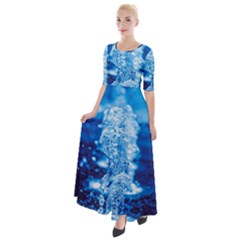 Water Blue Wallpaper Half Sleeves Maxi Dress by artworkshop