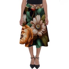 Floral Flower Blossom Bloom Flora Perfect Length Midi Skirt by Ravend