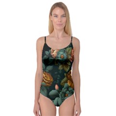 Floral Flower Blossom Turquoise Camisole Leotard  by Ravend