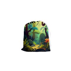 Jungle Rainforest Tropical Forest Drawstring Pouch (xs) by Ravend