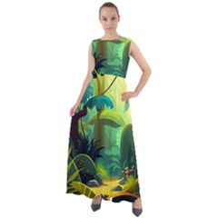 Jungle Rainforest Tropical Forest Chiffon Mesh Boho Maxi Dress by Ravend