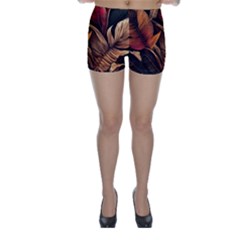 Ai Generated Leaves Tropical Palm Skinny Shorts