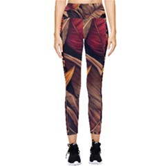 Ai Generated Leaves Tropical Palm Pocket Leggings  by Ravend