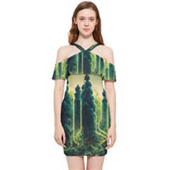 Ai Generated Soil Forest Crisis Nature Shoulder Frill Bodycon Summer Dress by Ravend