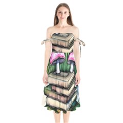 Liberty Cap Magic Mushroom Charm Shoulder Tie Bardot Midi Dress by GardenOfOphir