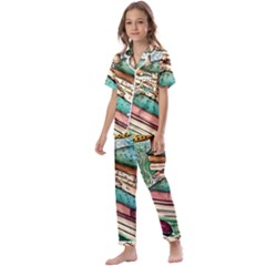 Sacred Mushroom Spell Charm Kids  Satin Short Sleeve Pajamas Set by GardenOfOphir