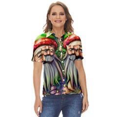 Mushroom Magic Charm Women s Short Sleeve Double Pocket Shirt