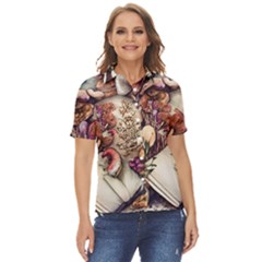 Toadstools And Charms For Necromancy And Conjuration Women s Short Sleeve Double Pocket Shirt