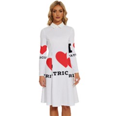 I Love Patricia Long Sleeve Shirt Collar A-line Dress