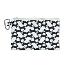 Playful Pups Black And White Pattern Canvas Cosmetic Bag (medium) by dflcprintsclothing