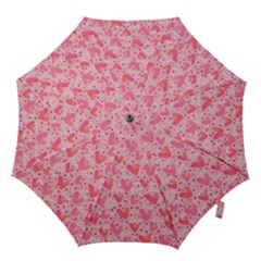 Valentine Romantic Love Watercolor Pink Pattern Texture Hook Handle Umbrellas (small)