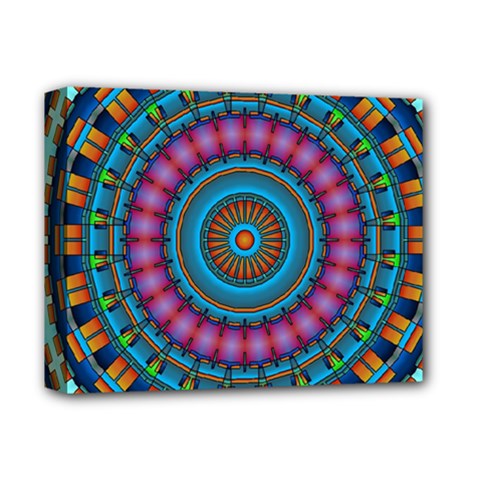 Mandela Kaleidoscope Squares Geometric Shapes Deluxe Canvas 14  X 11  (stretched)