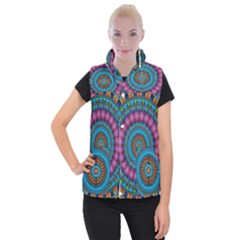 Mandela Kaleidoscope Squares Geometric Shapes Women s Button Up Vest by Ravend