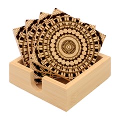 Mandela Kaleidoscope Squares Geometric Shapes Bamboo Coaster Set