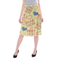 Love Mom Happy Mothers Day I Love Mom Graphic Pattern Midi Beach Skirt by Ravend