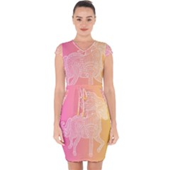 Unicorm Orange And Pink Capsleeve Drawstring Dress  by lifestyleshopee