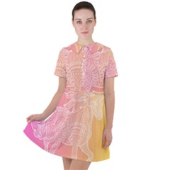 Unicorm Orange And Pink Short Sleeve Shoulder Cut Out Dress  by lifestyleshopee