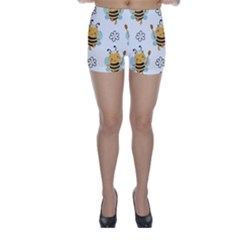 Art Bee Pattern Design Wallpaper Background Skinny Shorts