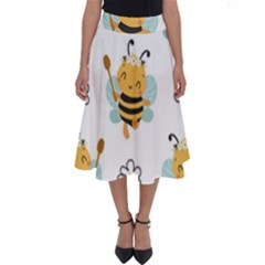 Art Bee Pattern Design Wallpaper Background Perfect Length Midi Skirt