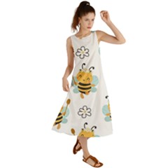 Art Bee Pattern Design Wallpaper Background Summer Maxi Dress by Ravend