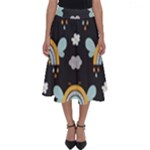 Art Pattern Design Floral Wallpaper Background Perfect Length Midi Skirt