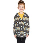 Art Pattern Design Floral Wallpaper Background Kids  Double Breasted Button Coat