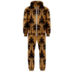 Ai Generated Camels Palm Trees Pattern Hooded Jumpsuit (men) by Ravend