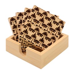 Ai Generated Camels Palm Trees Pattern Bamboo Coaster Set by Ravend