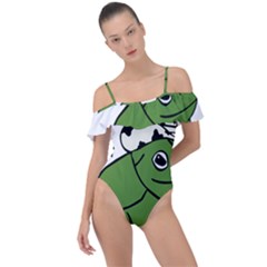 Frog With A Cowboy Hat Frill Detail One Piece Swimsuit by Teevova