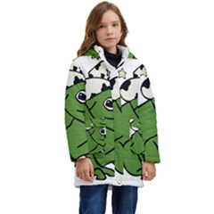 Frog With A Cowboy Hat Kid s Hooded Longline Puffer Jacket by Teevova