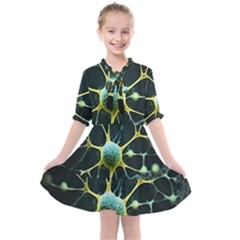Ai Generated Neuron Network Connection Kids  All Frills Chiffon Dress