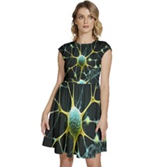 Ai Generated Neuron Network Connection Cap Sleeve High Waist Dress