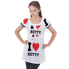 I Love Betty Puff Sleeve Tunic Top by ilovewhateva