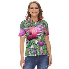 Conjuration Mushroom Women s Short Sleeve Double Pocket Shirt