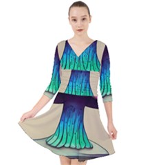 Forest Fairycore Mushroom Quarter Sleeve Front Wrap Dress by GardenOfOphir