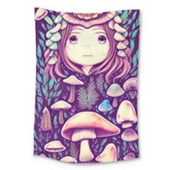 Fairy Mushroom Illustration Design Large Tapestry by GardenOfOphir