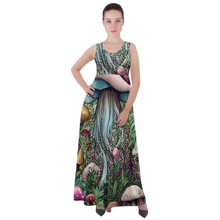 Craft Mushroom Empire Waist Velour Maxi Dress