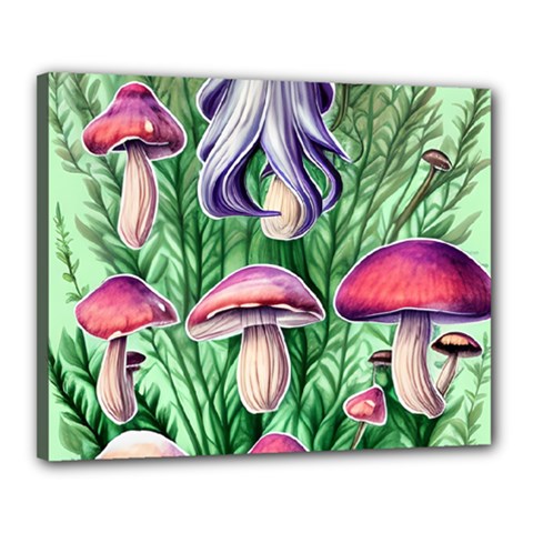 Natural Mushrooms Canvas 20  X 16  (stretched) by GardenOfOphir