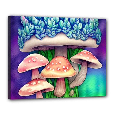 Fairy Mushroom In The Forest Canvas 20  X 16  (stretched) by GardenOfOphir