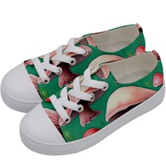 Forest Mushrooms Kids  Low Top Canvas Sneakers by GardenOfOphir