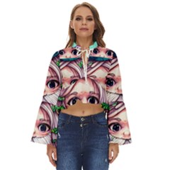 Witchy Forest Mushrooms Boho Long Bell Sleeve Top