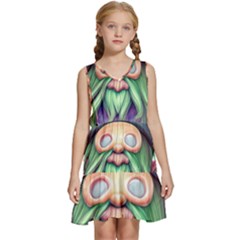 Enchanted Mushroom Forest Fairycore Kids  Sleeveless Tiered Mini Dress by GardenOfOphir