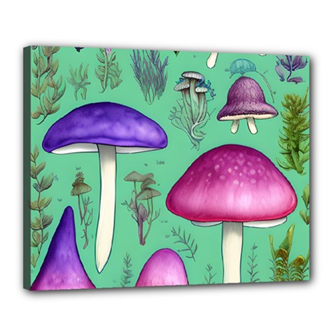 Foraging In The Mushroom Forest Canvas 20  X 16  (stretched) by GardenOfOphir